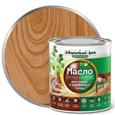 Масло Здоровый дом для террас, лестниц, полов орех 0,75 л